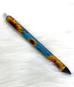 Teal sunflower pen