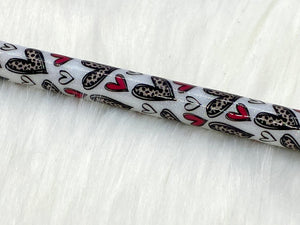 Leopard hearts valentines pen