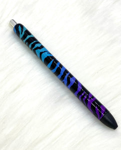 Purple blue teal zebra stripe pen