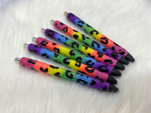 Rainbow glitter leopard pen