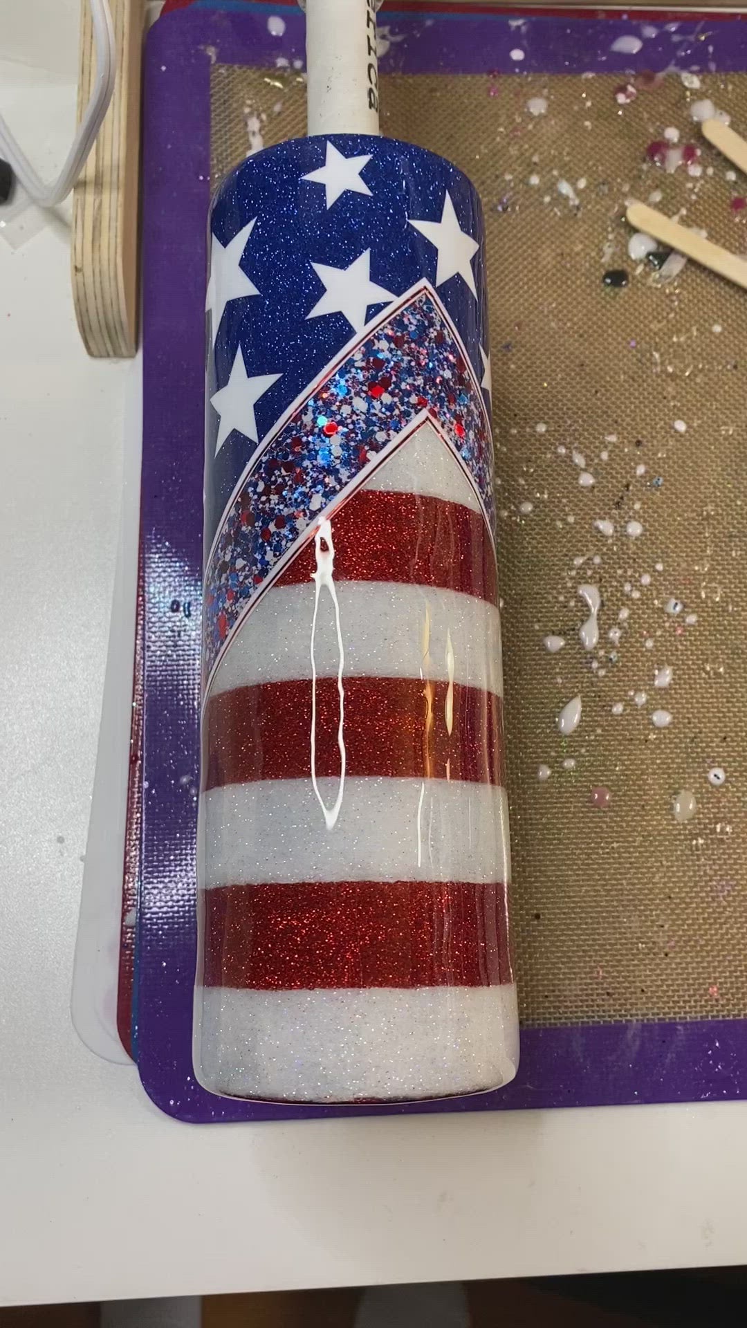 Stars and Stripes glitter tumbler