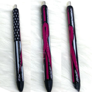 Breast cancer awareness ribbon flag pen