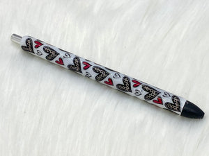 Leopard hearts valentines pen