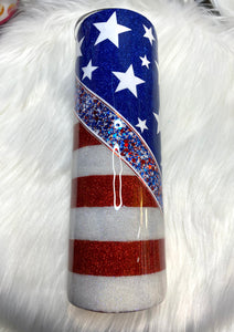 Stars and Stripes glitter tumbler