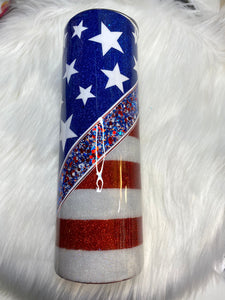 Stars and Stripes glitter tumbler